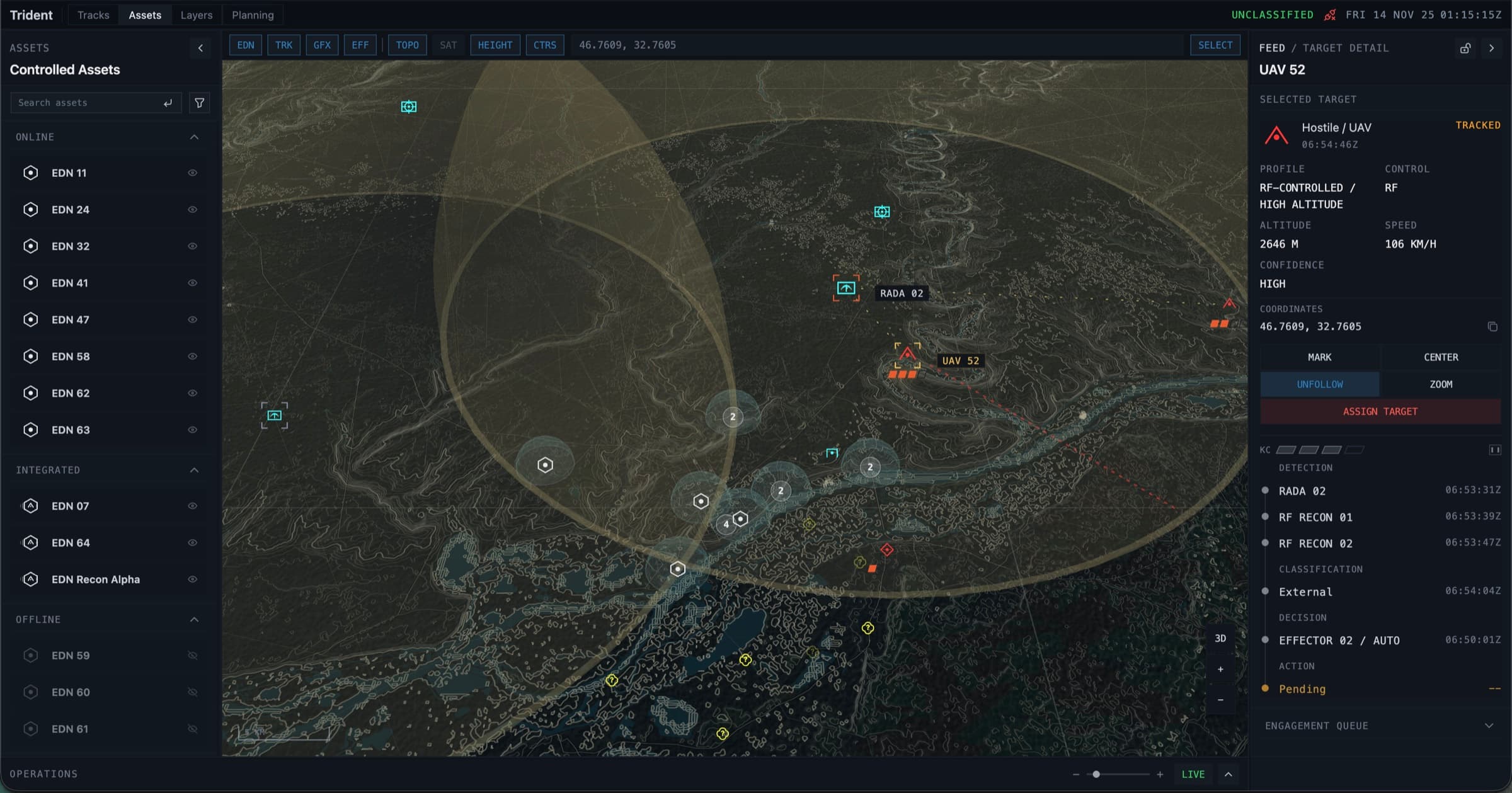 Screenshot of the Trident command interface